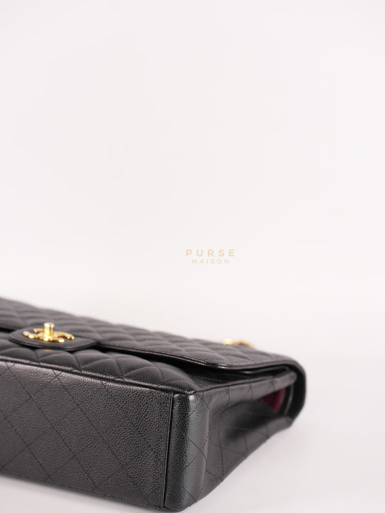 Classic Double Flap Maxi in Black Caviar Leather and Gold Hardware Series 15 | Purse Maison Luxury Bags Shop