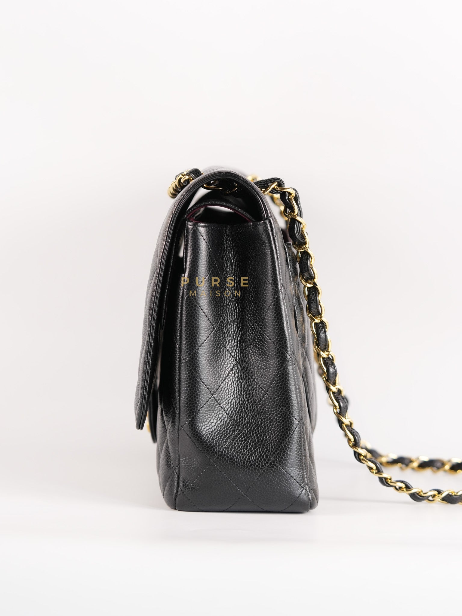 Classic Double Flap Maxi in Black Caviar Leather and Gold Hardware Series 19 | Purse Maison Luxury Bags Shop