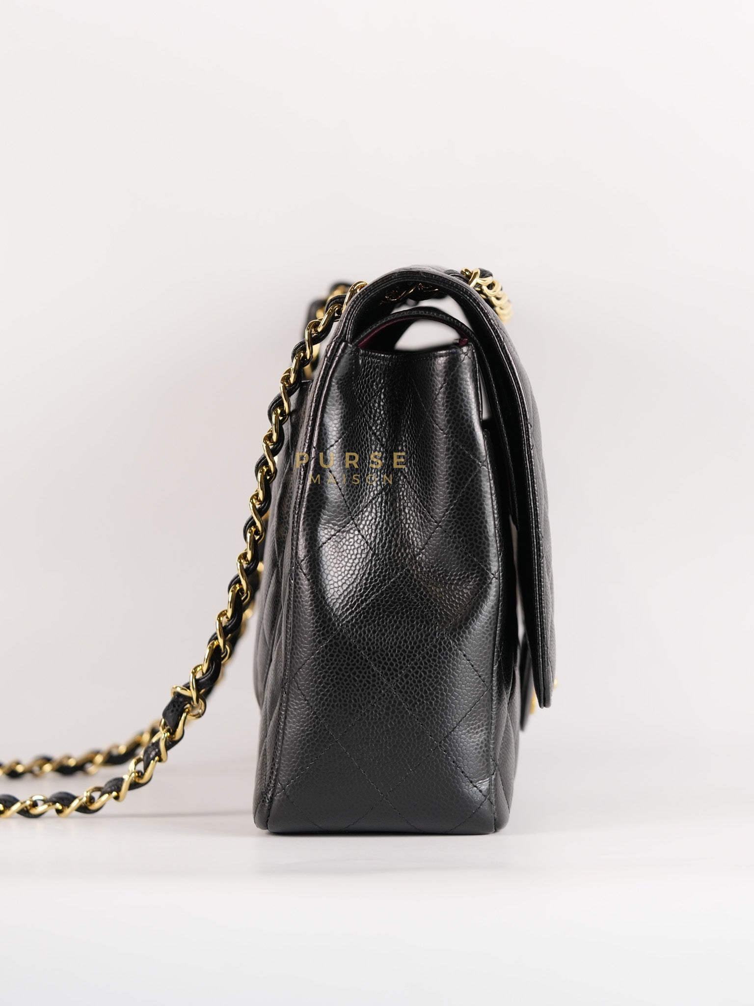 Classic Double Flap Maxi in Black Caviar Leather and Gold Hardware Series 19 | Purse Maison Luxury Bags Shop