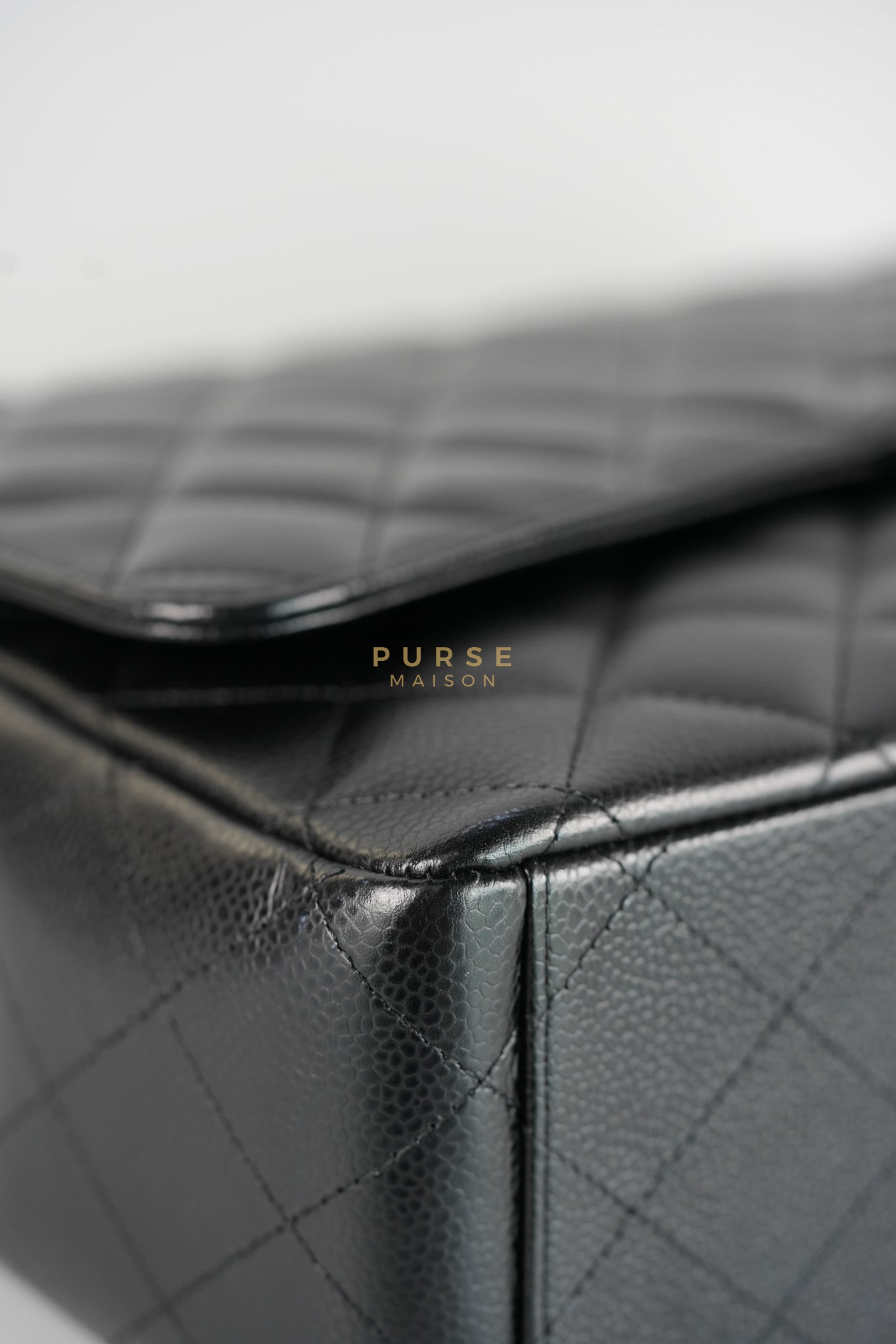 Classic Double Flap Maxi in Black Caviar Leather and Gold Hardware Series 19 | Purse Maison Luxury Bags Shop