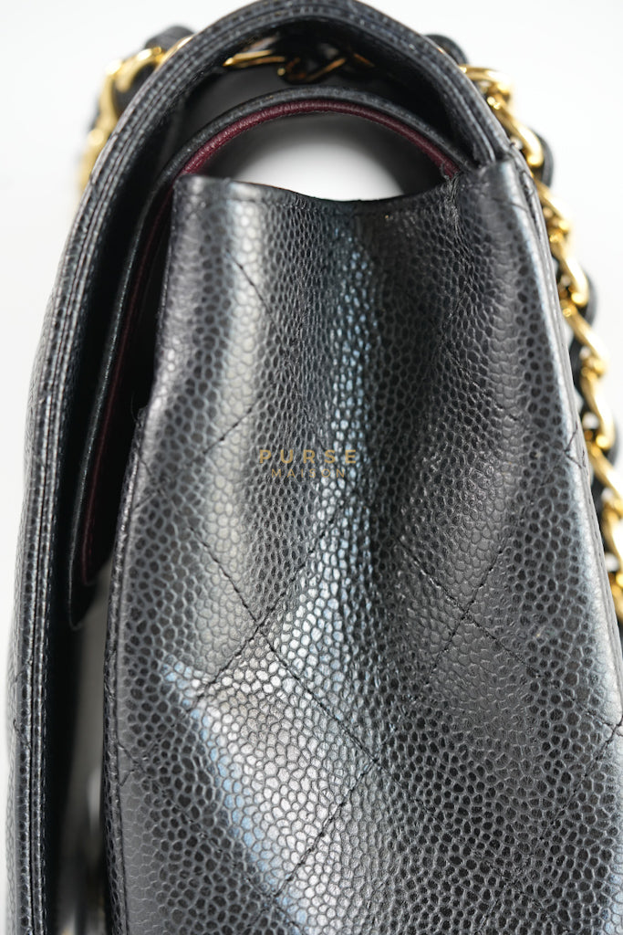 Classic Double Flap Maxi in Black Caviar Leather & Gold Hardware (Series 15) | Purse Maison Luxury Bags Shop