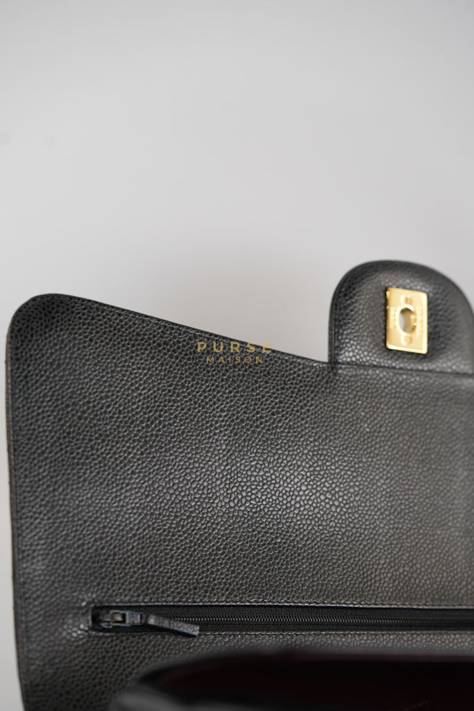 Classic Double Flap Maxi in Black Caviar Leather & Gold Hardware (Series 15) | Purse Maison Luxury Bags Shop