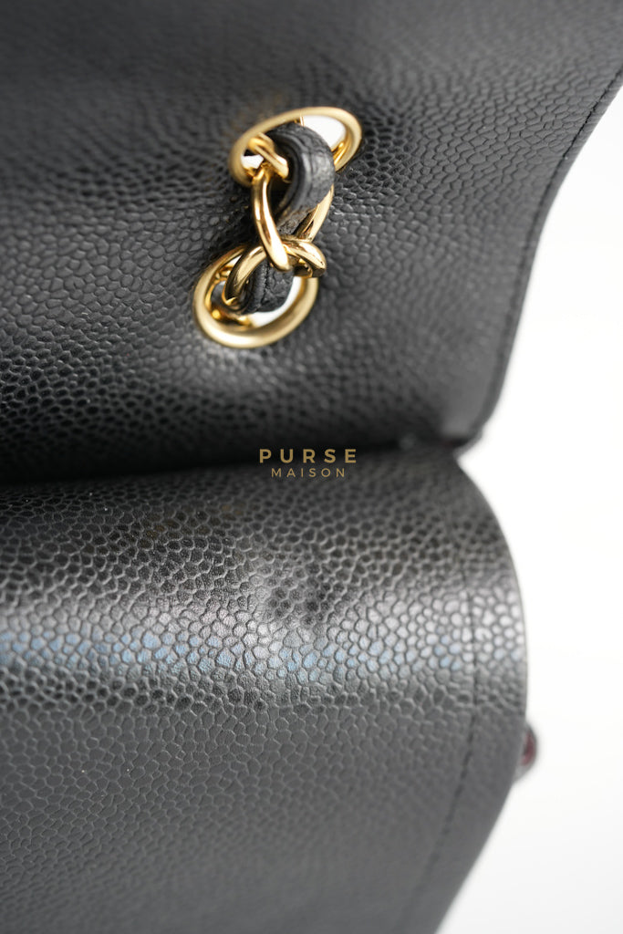 Classic Double Flap Maxi in Black Caviar Leather & Gold Hardware (Series 15) | Purse Maison Luxury Bags Shop