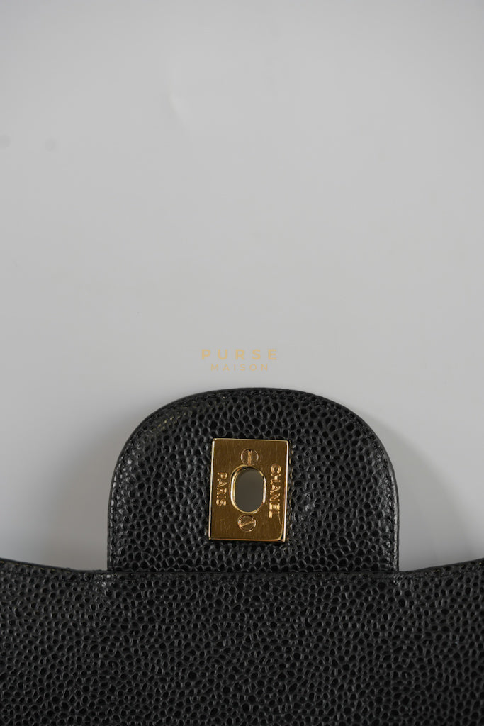 Classic Double Flap Maxi in Black Caviar Leather & Gold Hardware (Series 15) | Purse Maison Luxury Bags Shop