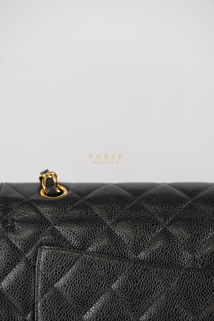 Classic Double Flap Maxi in Black Caviar Leather & Gold Hardware (Series 15) | Purse Maison Luxury Bags Shop