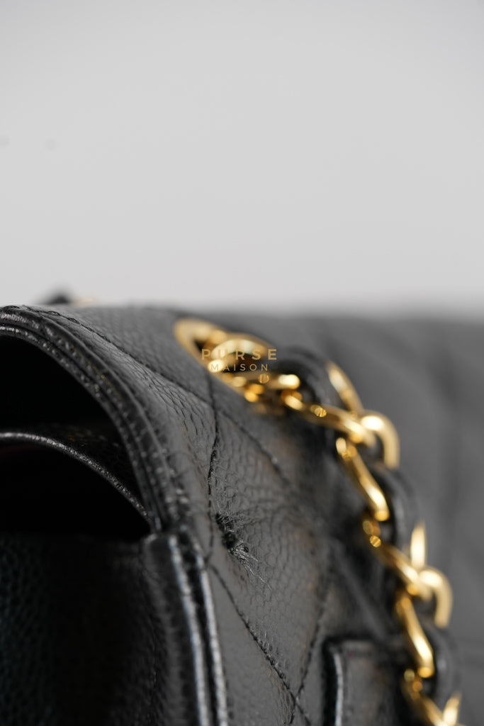 Classic Double Flap Maxi in Black Caviar Leather & Gold Hardware (Series 15) | Purse Maison Luxury Bags Shop