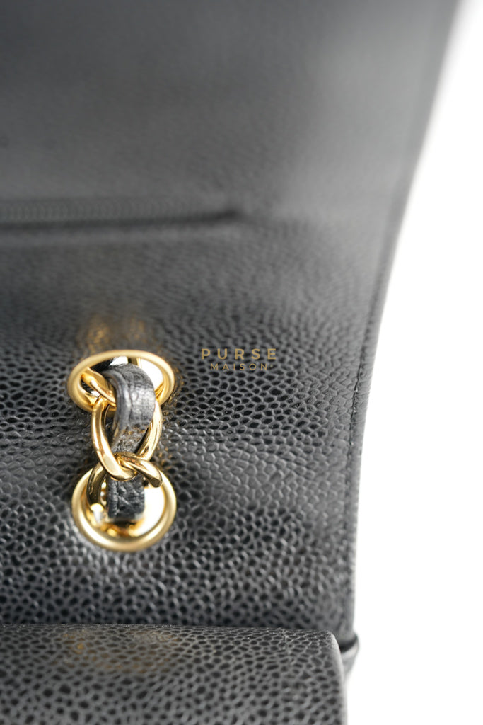 Classic Double Flap Maxi in Black Caviar Leather & Gold Hardware (Series 15) | Purse Maison Luxury Bags Shop