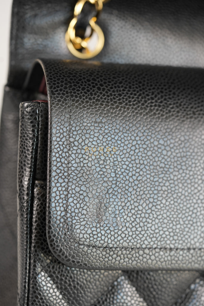Classic Double Flap Maxi in Black Caviar Leather & Gold Hardware (Series 15) | Purse Maison Luxury Bags Shop