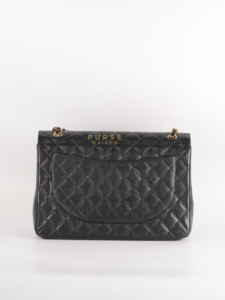 Classic Double Flap Maxi in Black Caviar Leather & Gold Hardware (Series 15) | Purse Maison Luxury Bags Shop