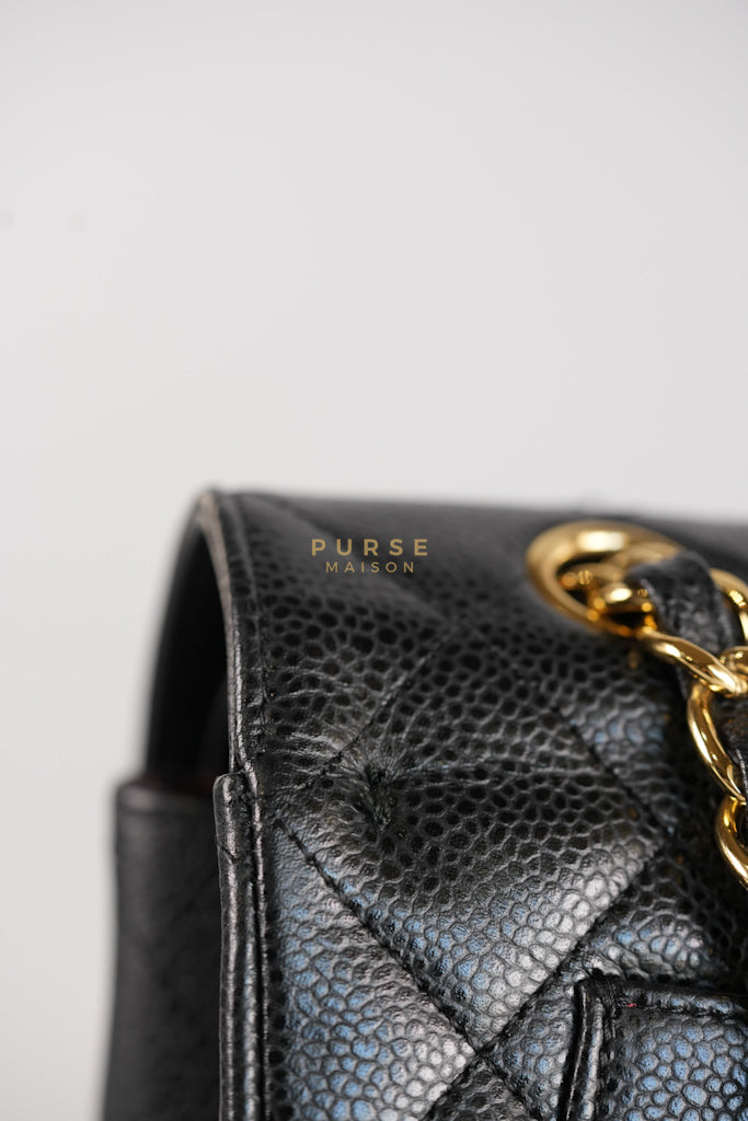 Classic Double Flap Maxi in Black Caviar Leather & Gold Hardware (Series 15) | Purse Maison Luxury Bags Shop
