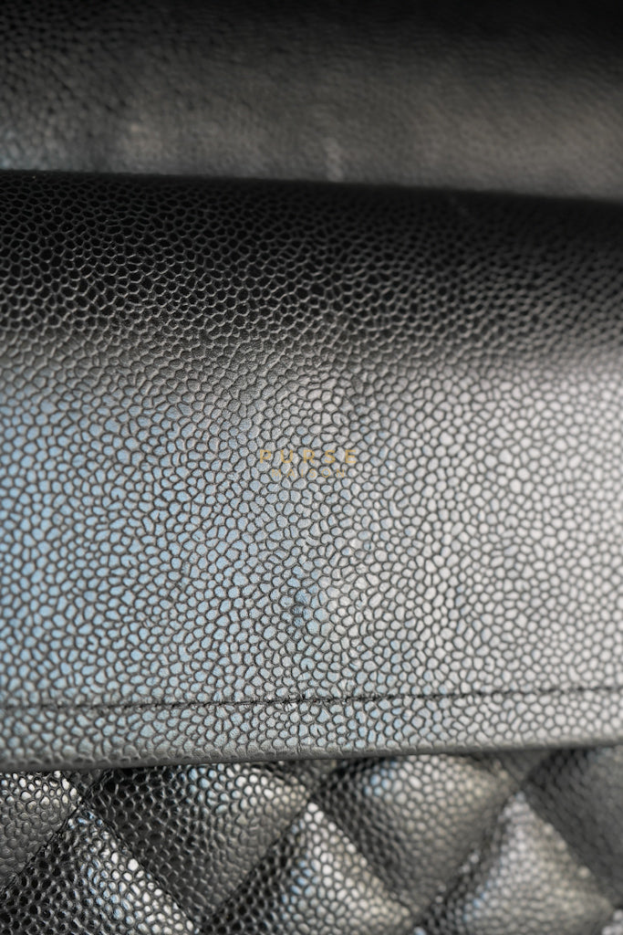 Classic Double Flap Maxi in Black Caviar Leather & Gold Hardware (Series 15) | Purse Maison Luxury Bags Shop