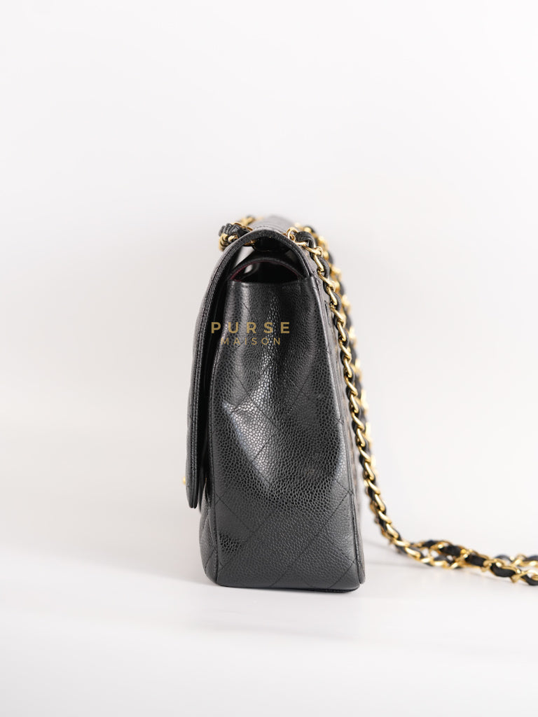 Classic Double Flap Maxi in Black Caviar Leather & Gold Hardware (Series 15) | Purse Maison Luxury Bags Shop