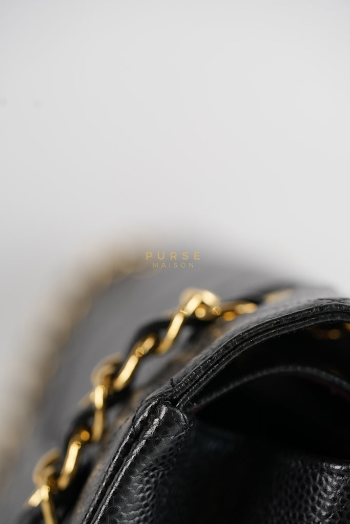 Classic Double Flap Maxi in Black Caviar Leather & Gold Hardware (Series 15) | Purse Maison Luxury Bags Shop