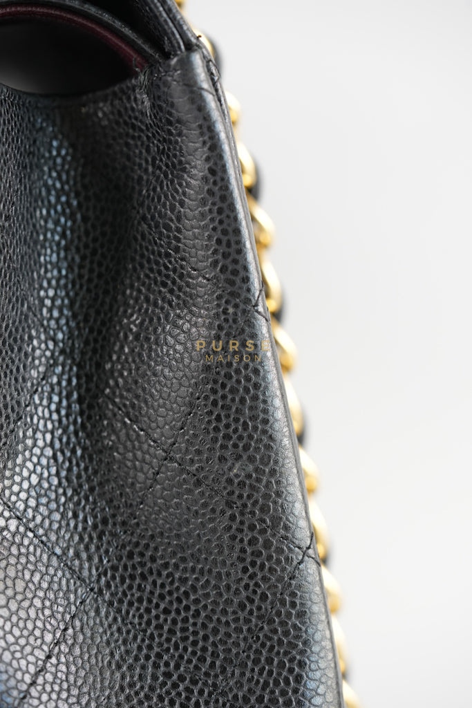 Classic Double Flap Maxi in Black Caviar Leather & Gold Hardware (Series 15) | Purse Maison Luxury Bags Shop