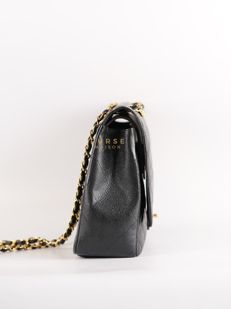 Classic Double Flap Maxi in Black Caviar Leather & Gold Hardware (Series 15) | Purse Maison Luxury Bags Shop