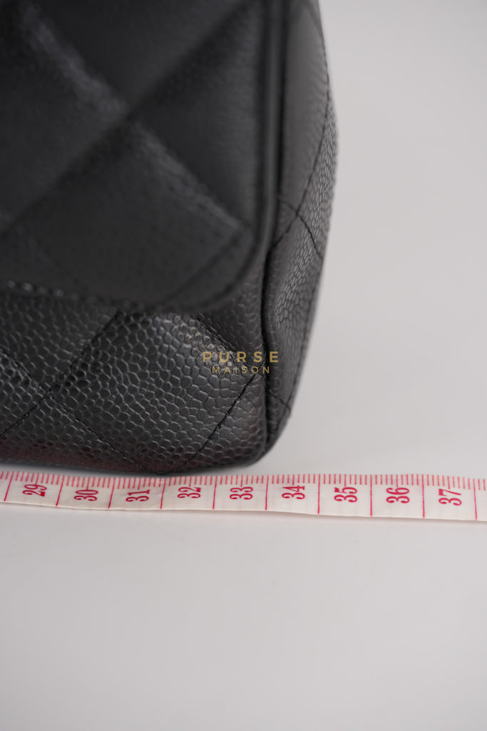 Classic Double Flap Maxi in Black Caviar Leather & Gold Hardware (Series 15) | Purse Maison Luxury Bags Shop