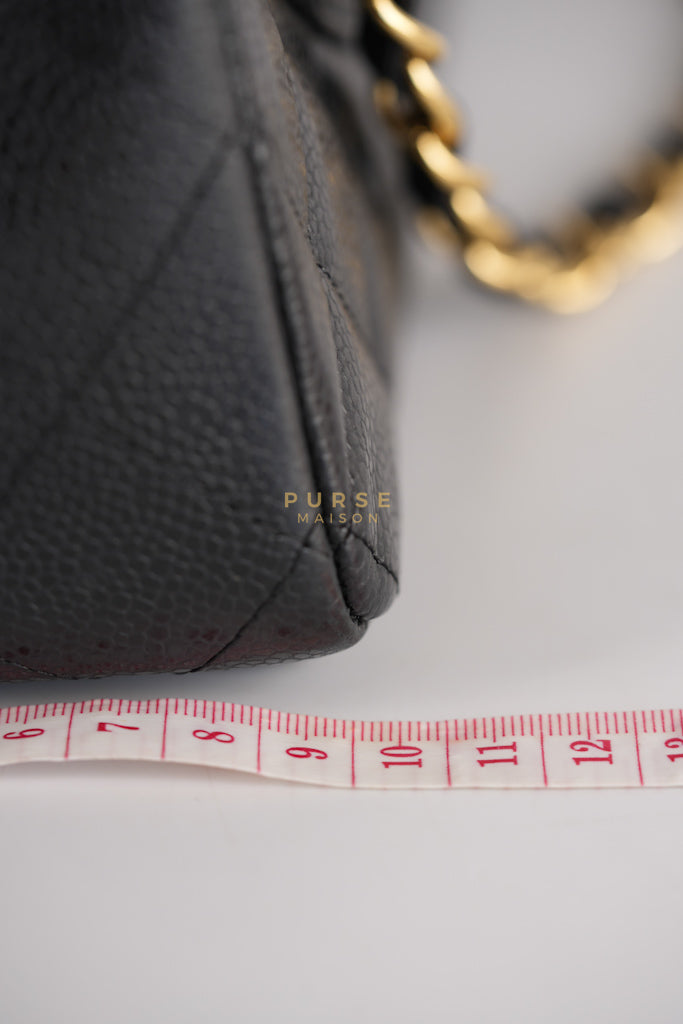 Classic Double Flap Maxi in Black Caviar Leather & Gold Hardware (Series 15) | Purse Maison Luxury Bags Shop