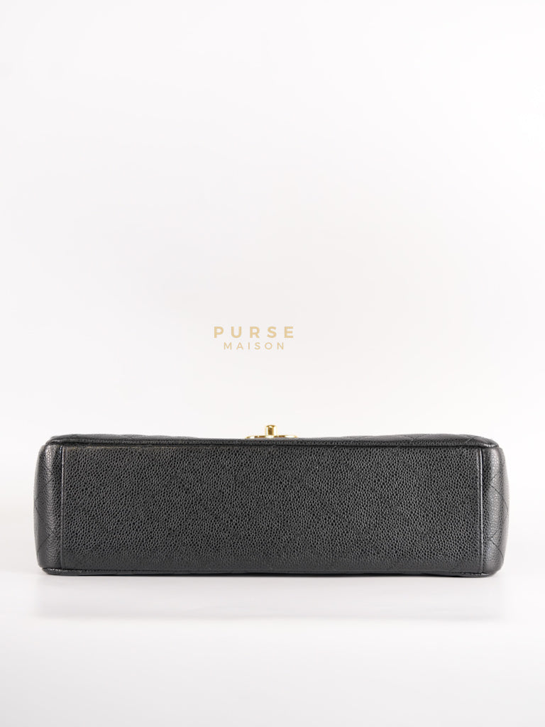 Classic Double Flap Maxi in Black Caviar Leather & Gold Hardware (Series 15) | Purse Maison Luxury Bags Shop