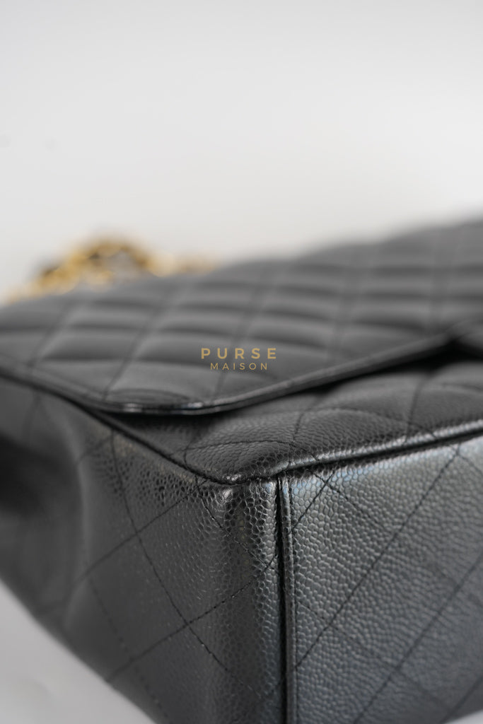 Classic Double Flap Maxi in Black Caviar Leather & Gold Hardware (Series 15) | Purse Maison Luxury Bags Shop