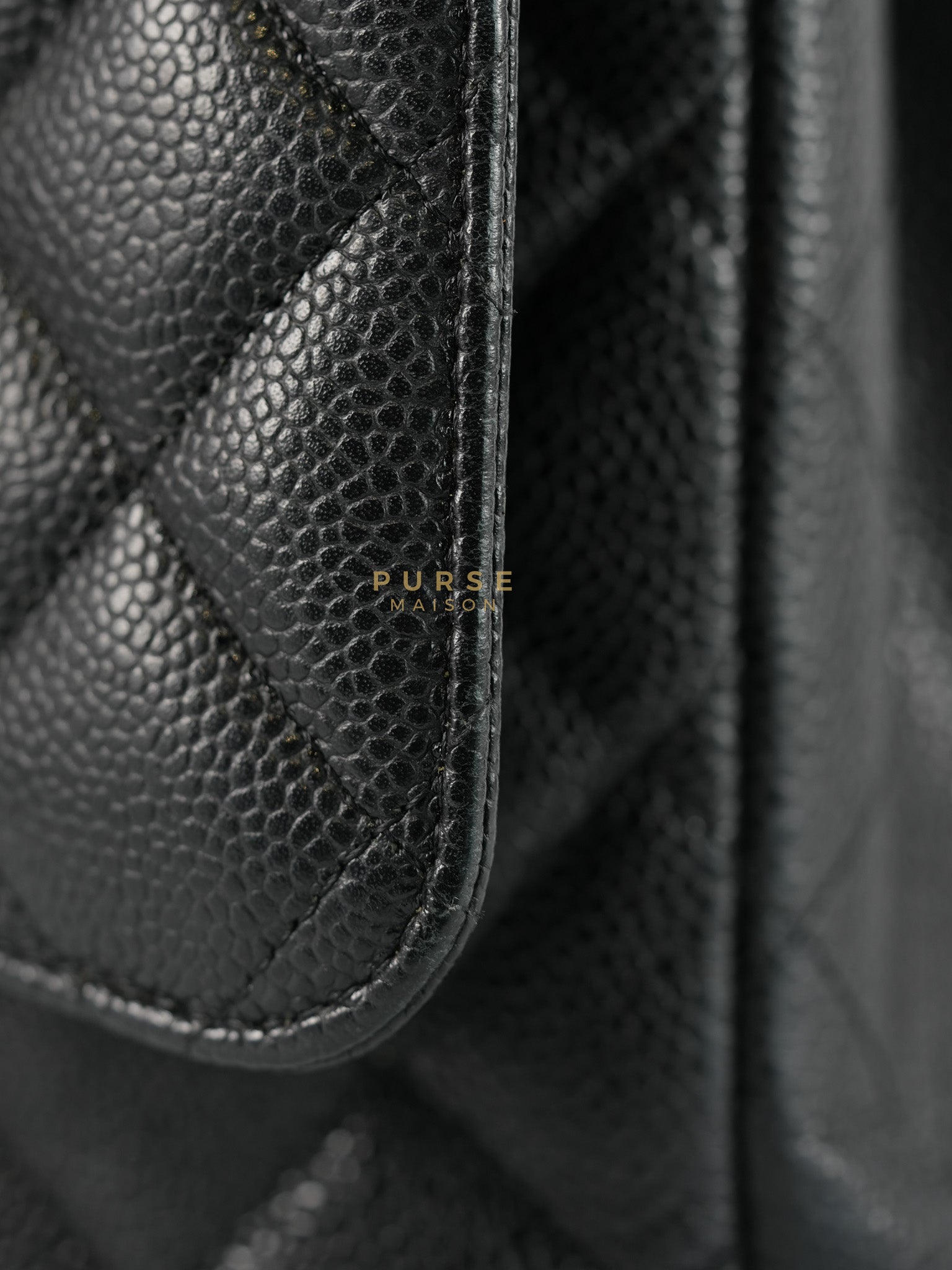 Classic Double Flap Maxi in Black Caviar Leather & Gold Hardware (Series 19) | Purse Maison Luxury Bags Shop