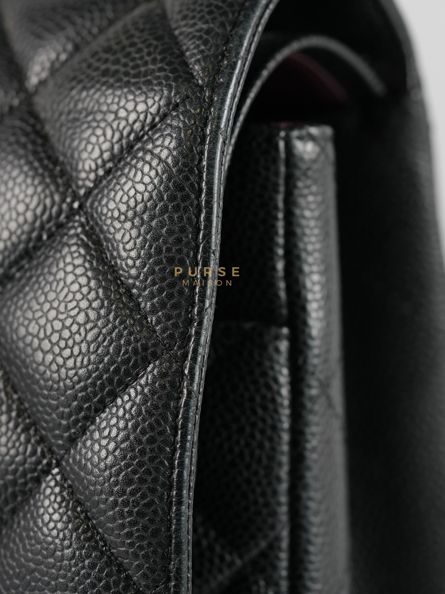 Classic Double Flap Maxi in Black Caviar Leather & Gold Hardware (Series 19) | Purse Maison Luxury Bags Shop