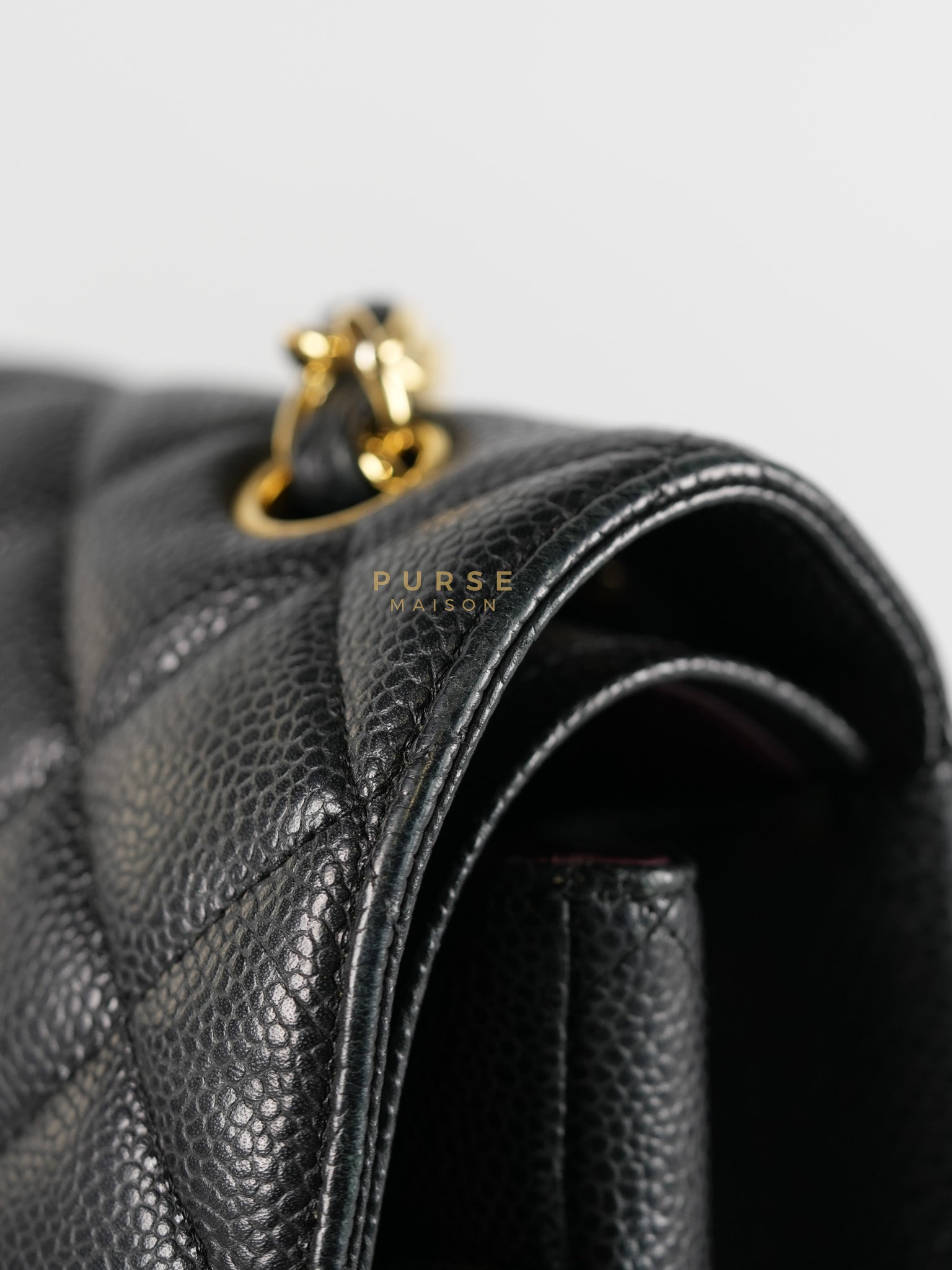Classic Double Flap Maxi in Black Caviar Leather & Gold Hardware (Series 19) | Purse Maison Luxury Bags Shop