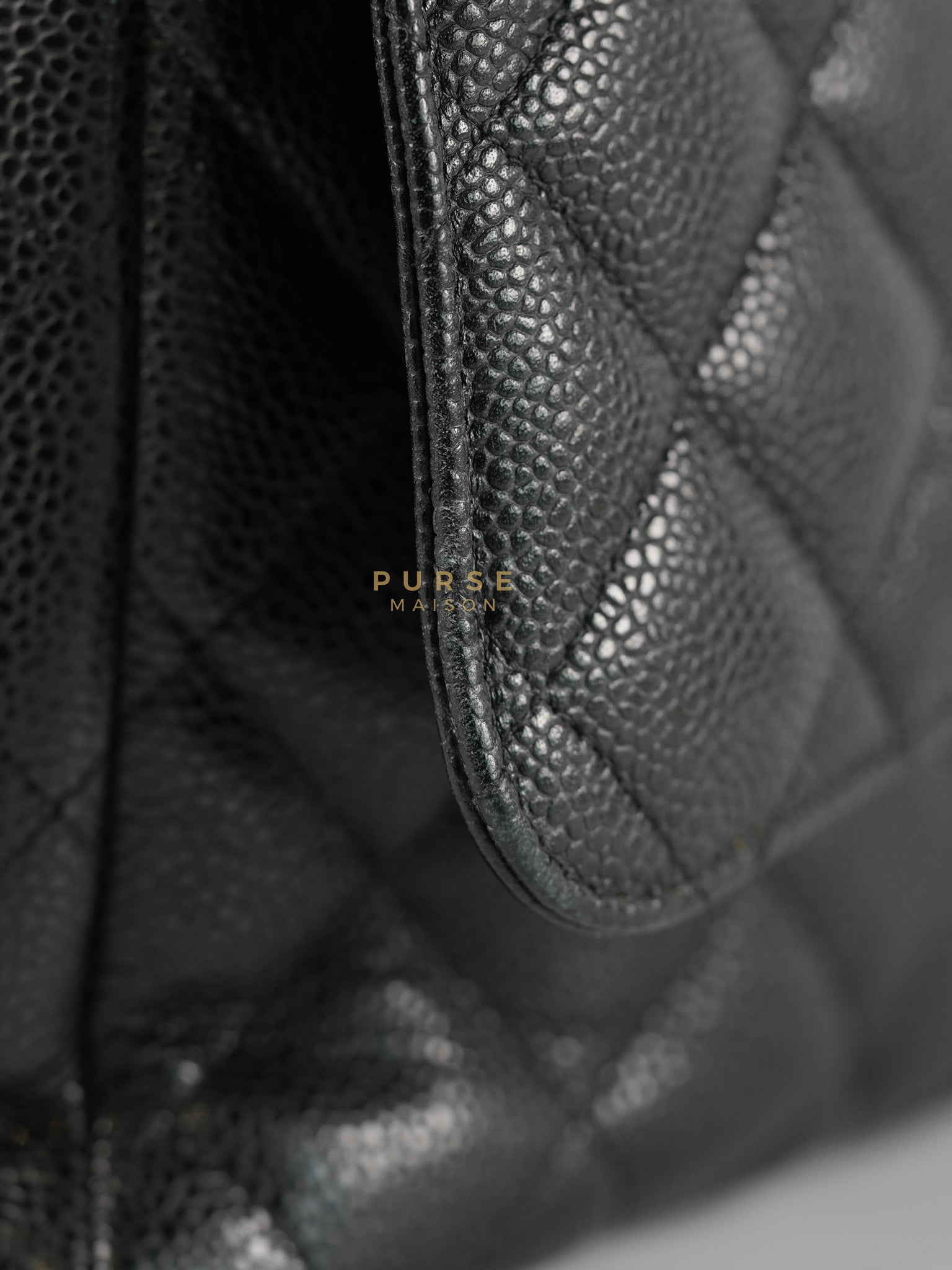 Classic Double Flap Maxi in Black Caviar Leather & Gold Hardware (Series 19) | Purse Maison Luxury Bags Shop