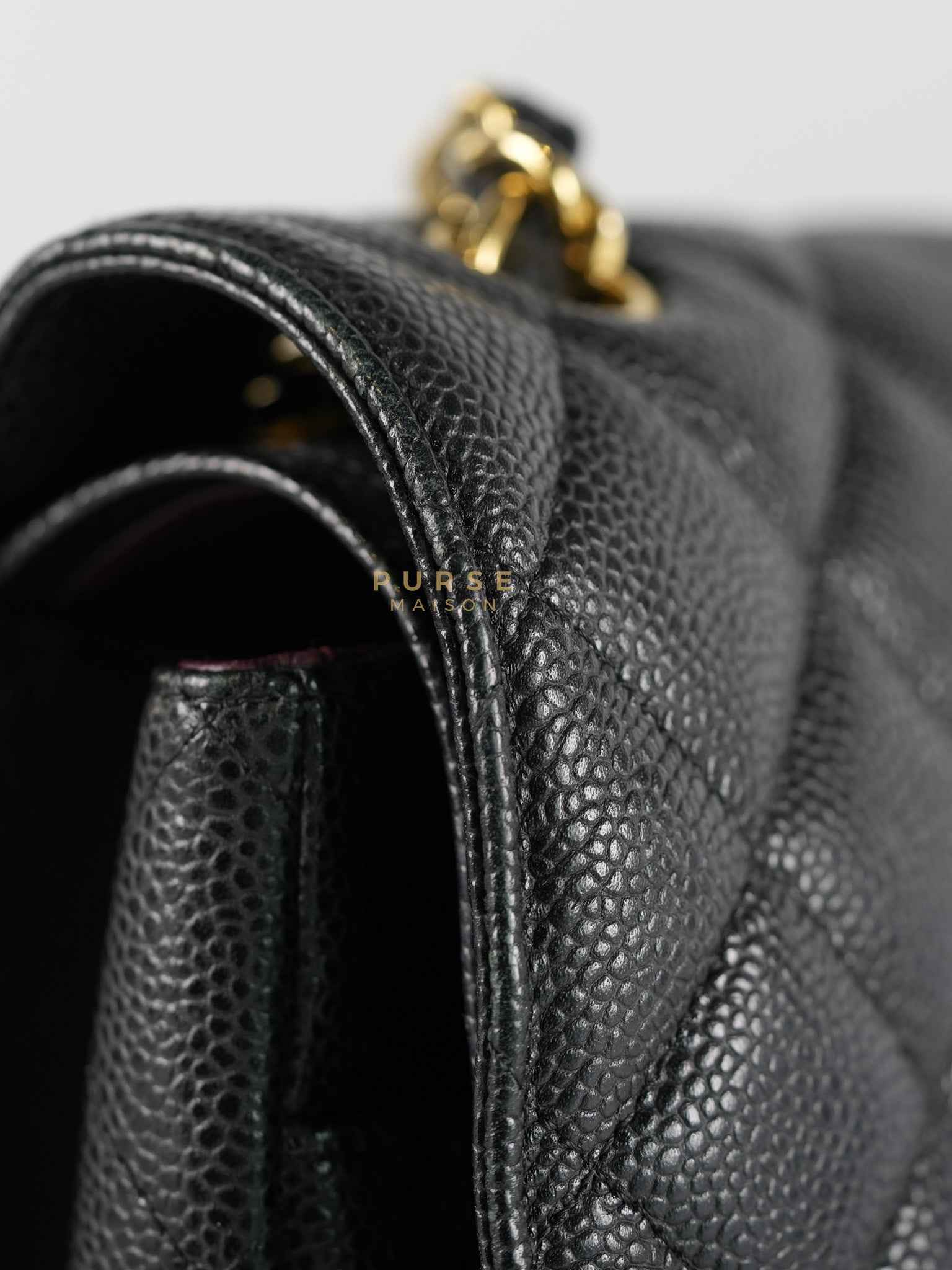 Classic Double Flap Maxi in Black Caviar Leather & Gold Hardware (Series 19) | Purse Maison Luxury Bags Shop