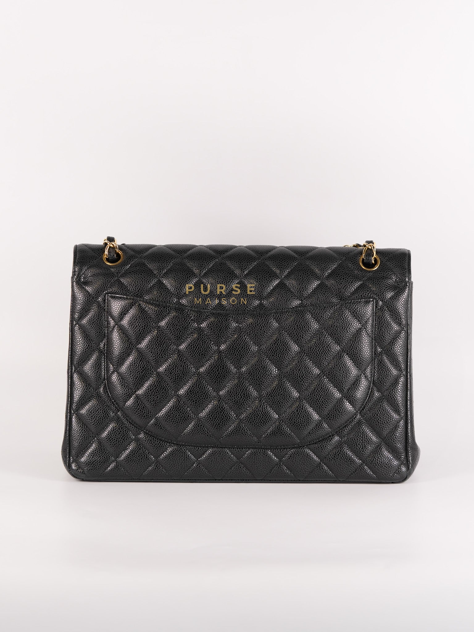 Classic Double Flap Maxi in Black Caviar Leather & Gold Hardware (Series 19) | Purse Maison Luxury Bags Shop