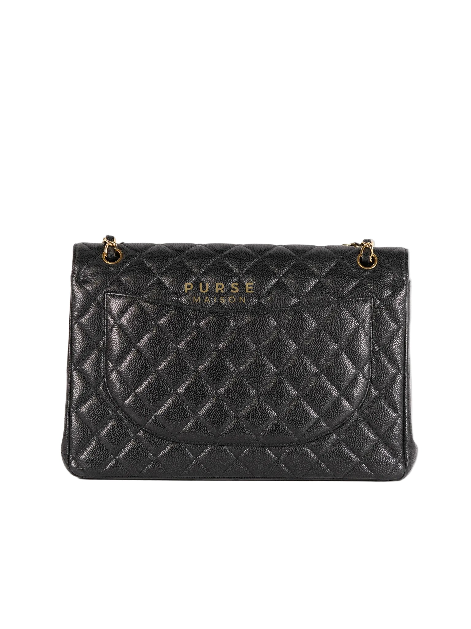 Classic Double Flap Maxi in Black Caviar Leather & Gold Hardware (Series 19) | Purse Maison Luxury Bags Shop