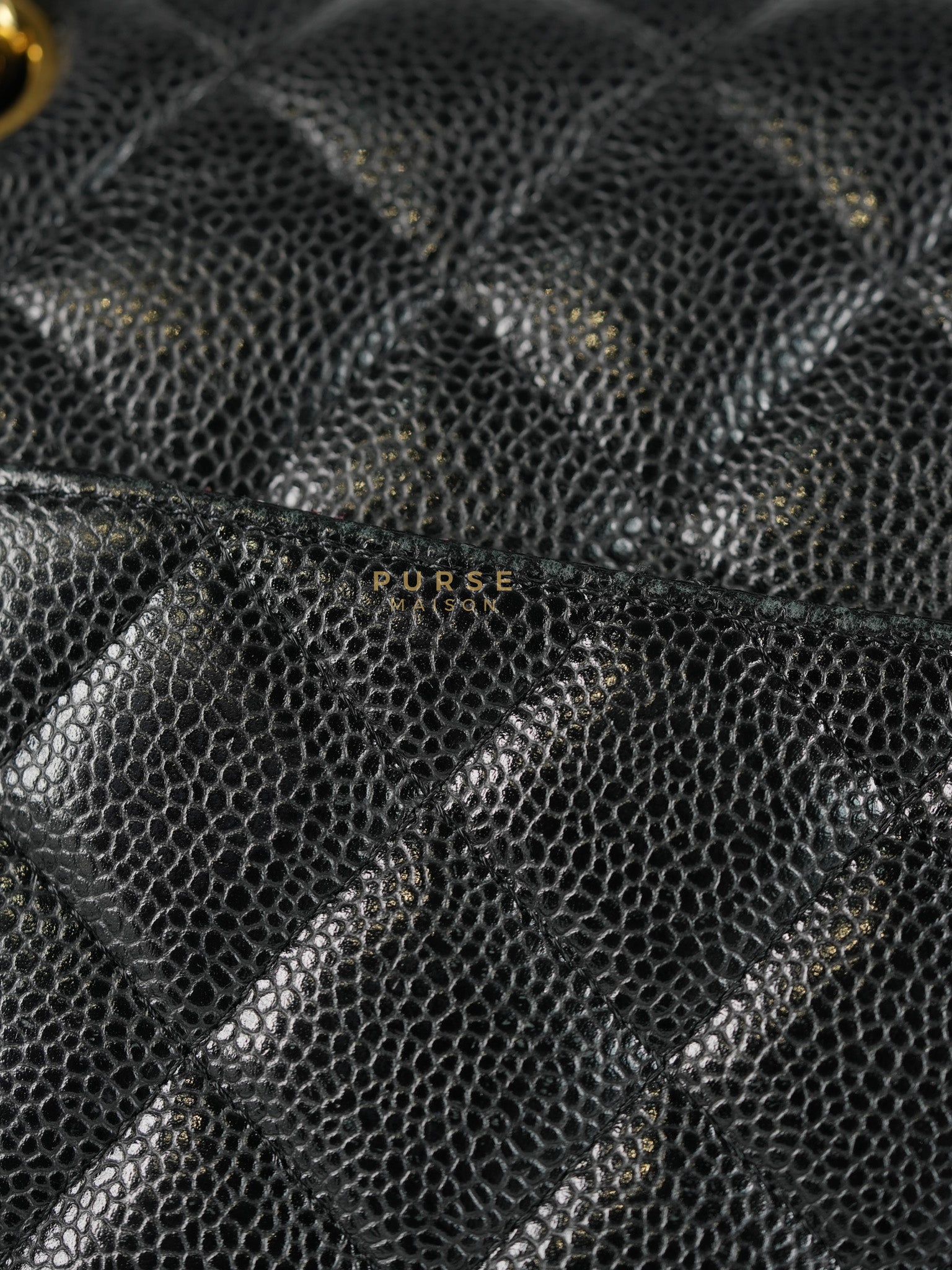 Classic Double Flap Maxi in Black Caviar Leather & Gold Hardware (Series 19) | Purse Maison Luxury Bags Shop