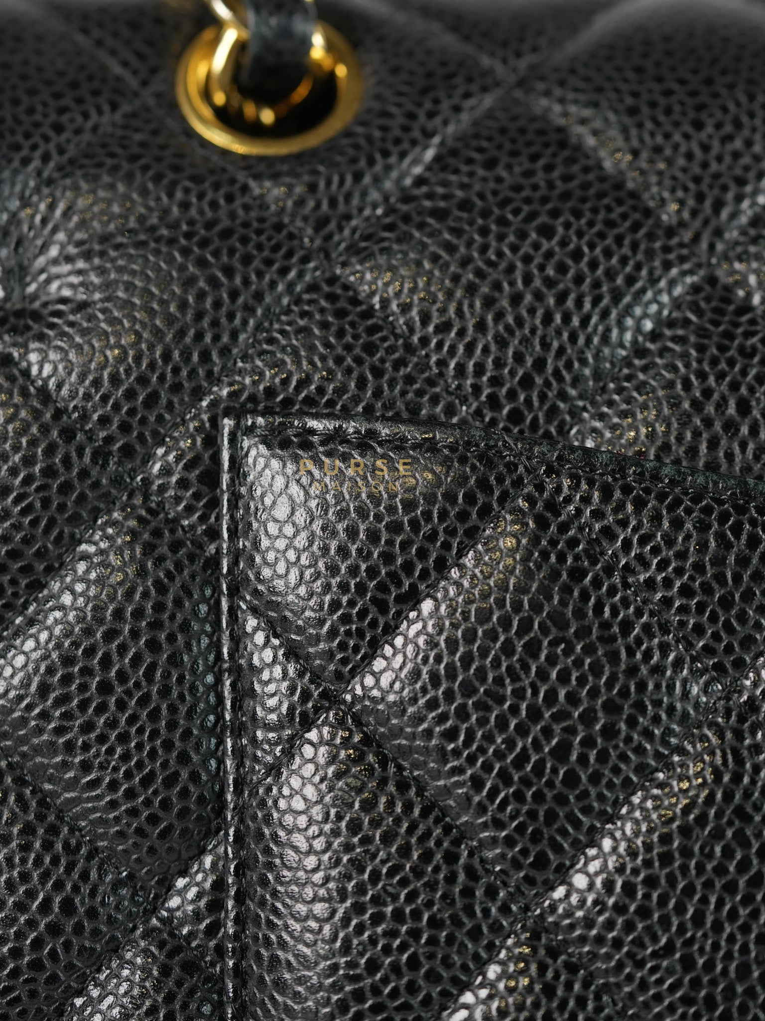 Classic Double Flap Maxi in Black Caviar Leather & Gold Hardware (Series 19) | Purse Maison Luxury Bags Shop