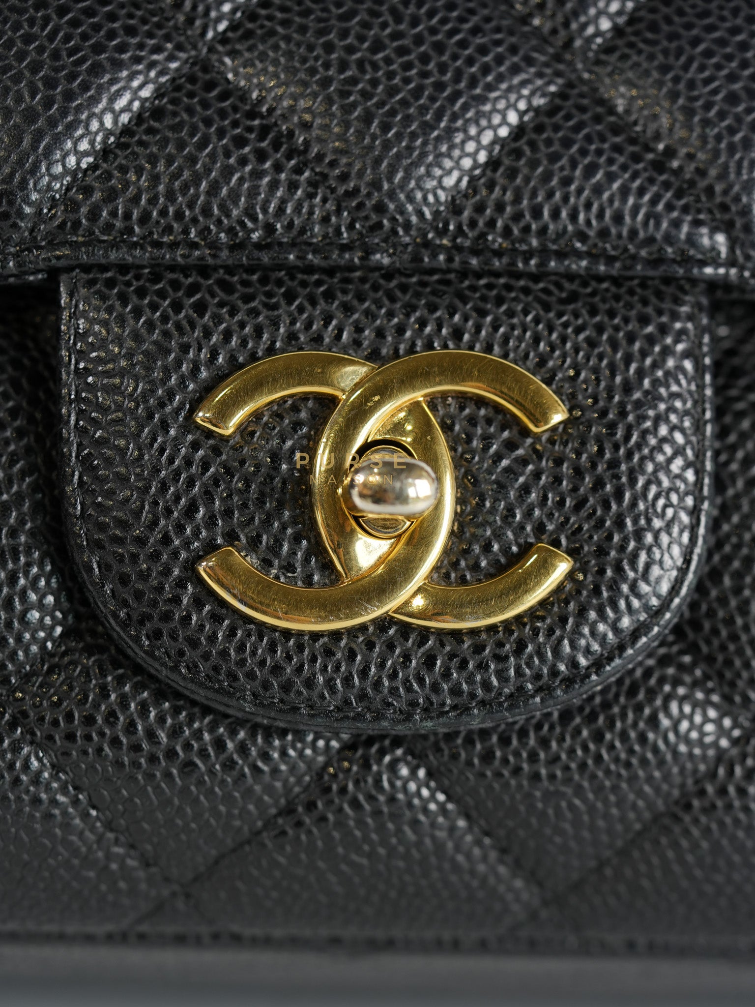 Classic Double Flap Maxi in Black Caviar Leather & Gold Hardware (Series 19) | Purse Maison Luxury Bags Shop