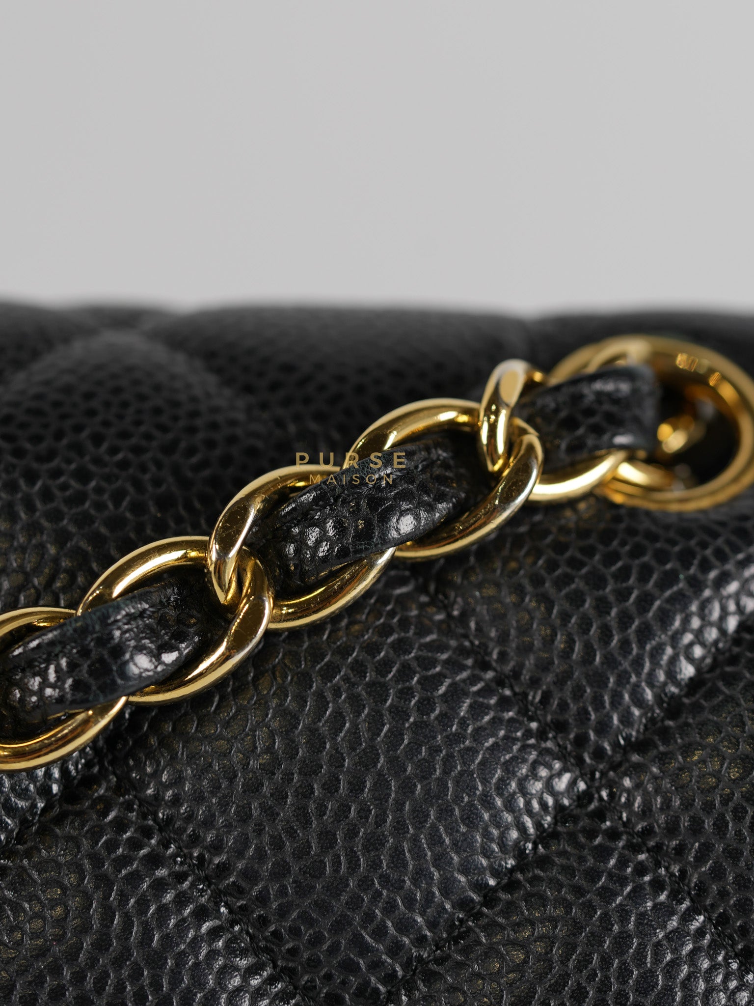 Classic Double Flap Maxi in Black Caviar Leather & Gold Hardware (Series 19) | Purse Maison Luxury Bags Shop