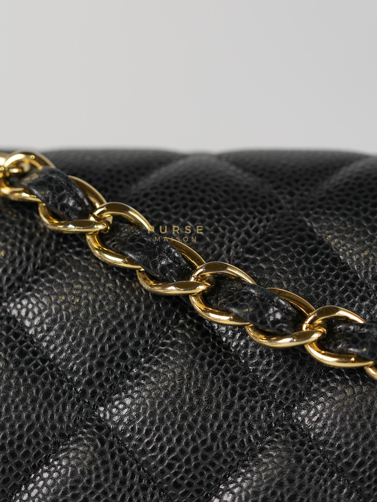 Classic Double Flap Maxi in Black Caviar Leather & Gold Hardware (Series 19) | Purse Maison Luxury Bags Shop