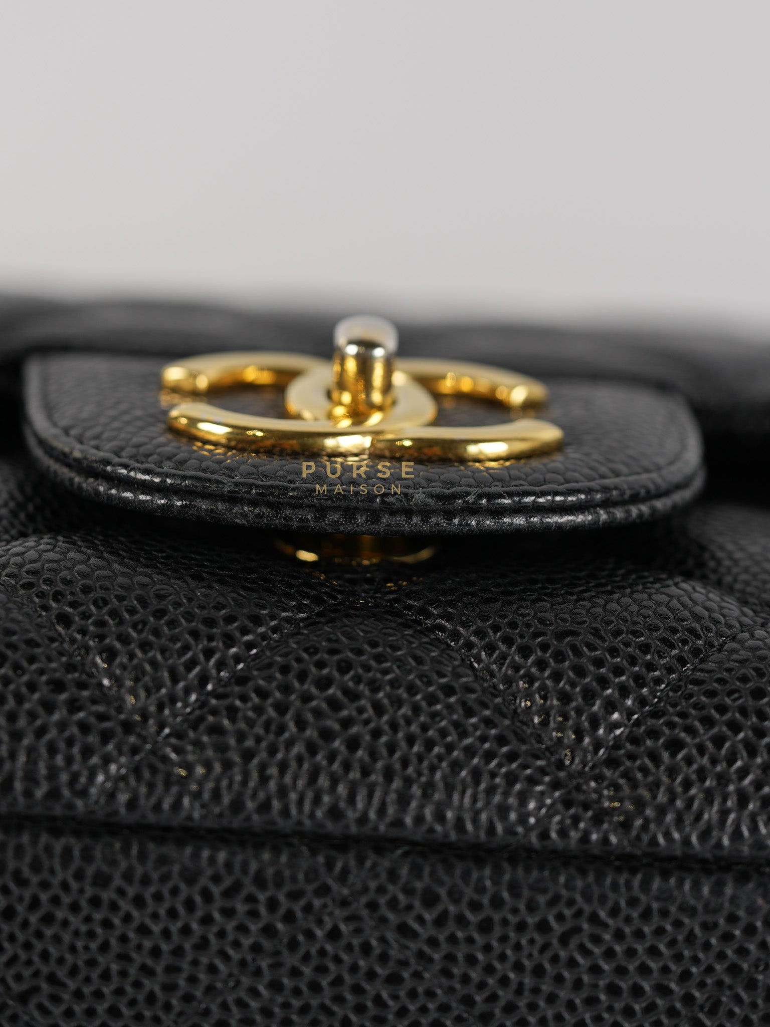 Classic Double Flap Maxi in Black Caviar Leather & Gold Hardware (Series 19) | Purse Maison Luxury Bags Shop