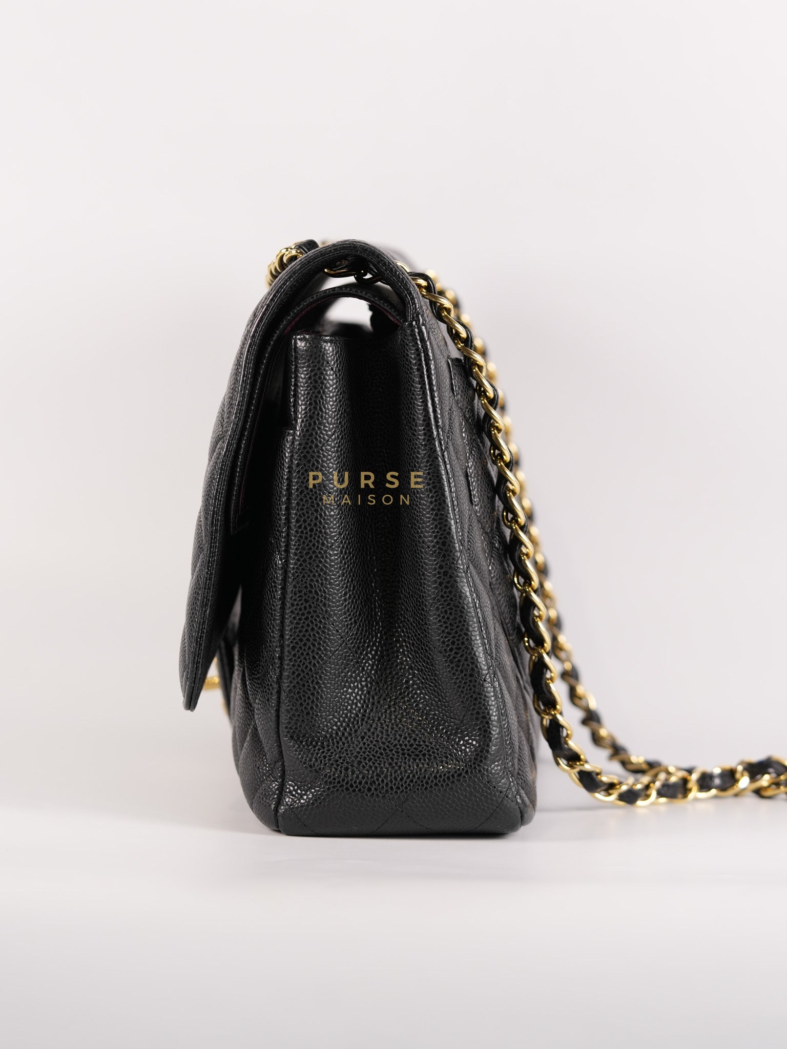 Classic Double Flap Maxi in Black Caviar Leather & Gold Hardware (Series 19) | Purse Maison Luxury Bags Shop