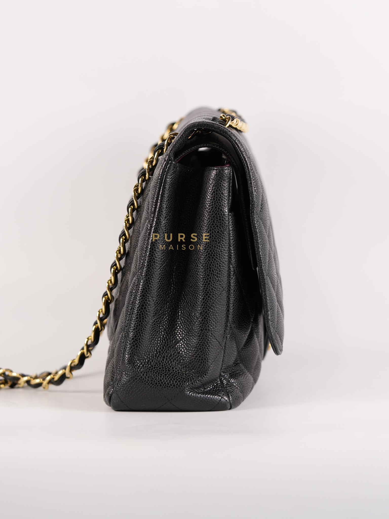 Classic Double Flap Maxi in Black Caviar Leather & Gold Hardware (Series 19) | Purse Maison Luxury Bags Shop