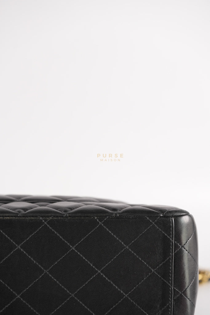 Classic Double Flap Maxi in Black Lambskin Leather and Gold Hardware Series 14 | Purse Maison Luxury Bags Shop