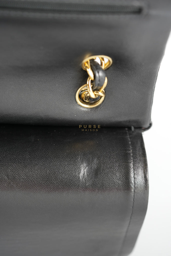 Classic Double Flap Maxi in Black Lambskin Leather and Gold Hardware Series 14 | Purse Maison Luxury Bags Shop
