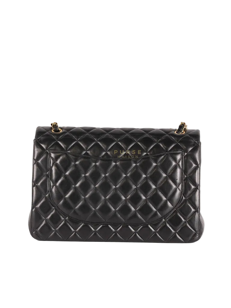 Classic Double Flap Maxi in Black Lambskin Leather and Gold Hardware Series 14 | Purse Maison Luxury Bags Shop