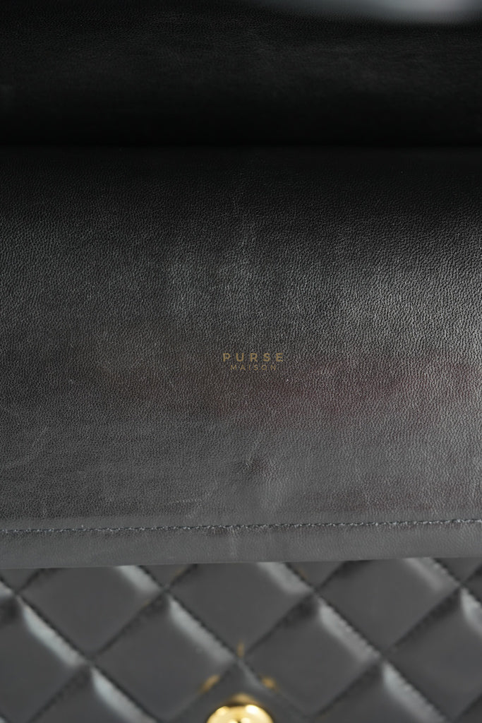 Classic Double Flap Maxi in Black Lambskin Leather and Gold Hardware Series 14 | Purse Maison Luxury Bags Shop