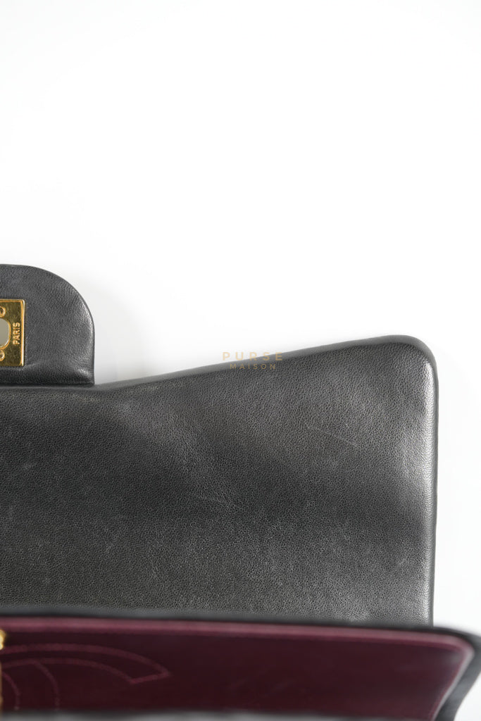 Classic Double Flap Maxi in Black Lambskin Leather and Gold Hardware Series 14 | Purse Maison Luxury Bags Shop