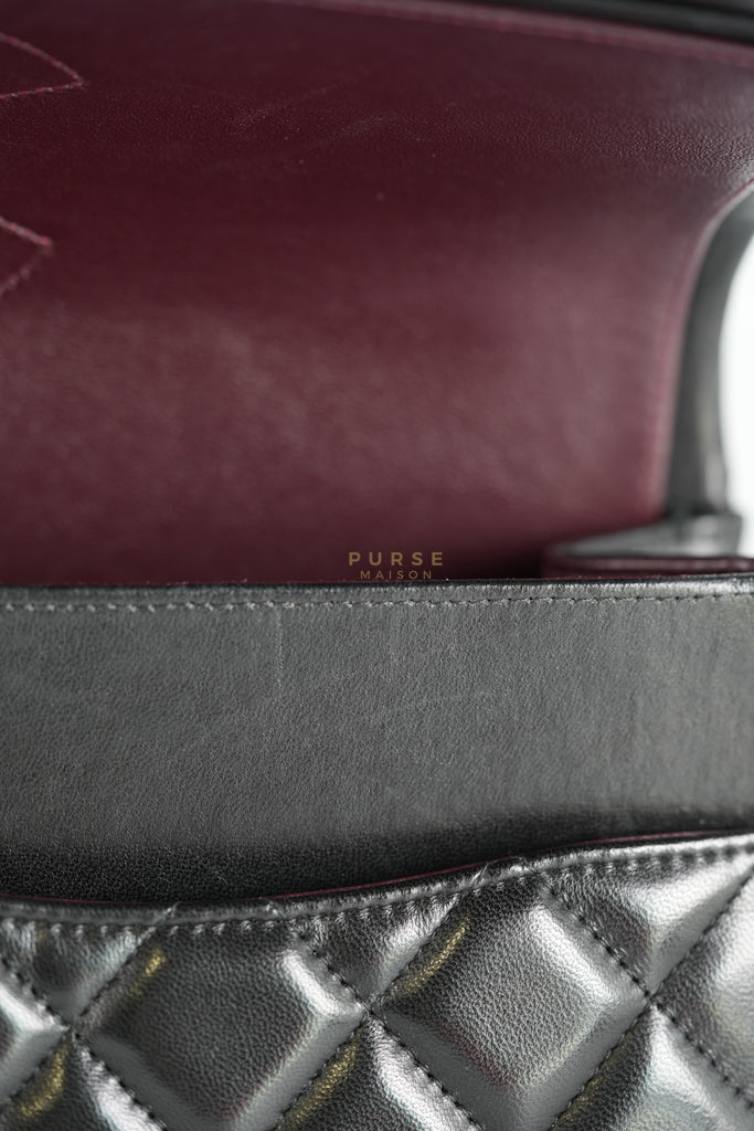 Classic Double Flap Maxi in Black Lambskin Leather and Gold Hardware Series 14 | Purse Maison Luxury Bags Shop