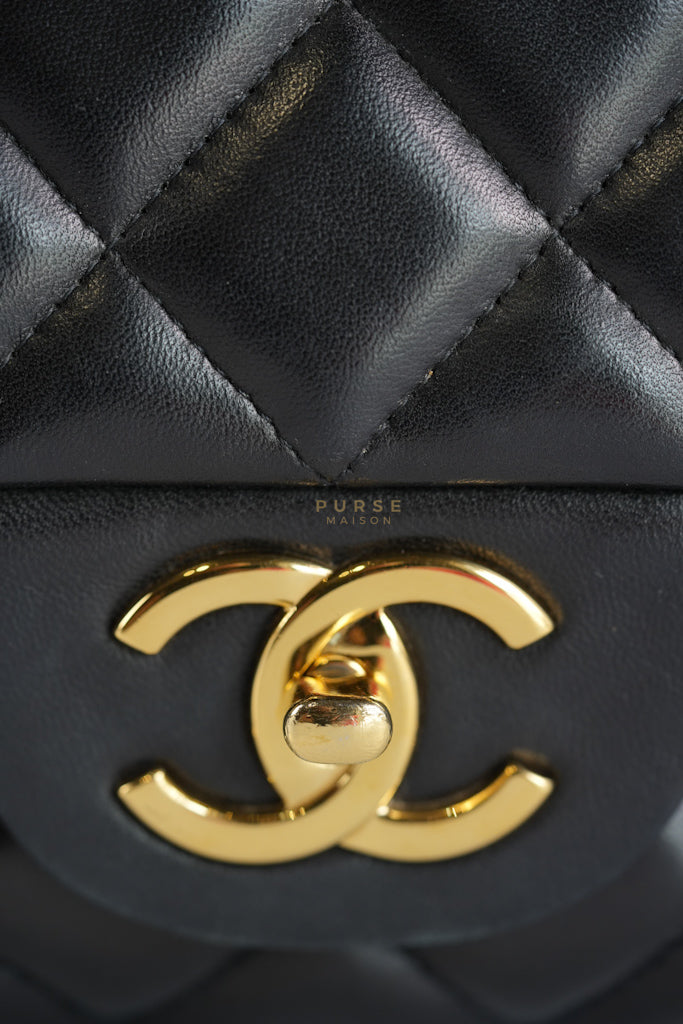 Classic Double Flap Maxi in Black Lambskin Leather and Gold Hardware Series 14 | Purse Maison Luxury Bags Shop