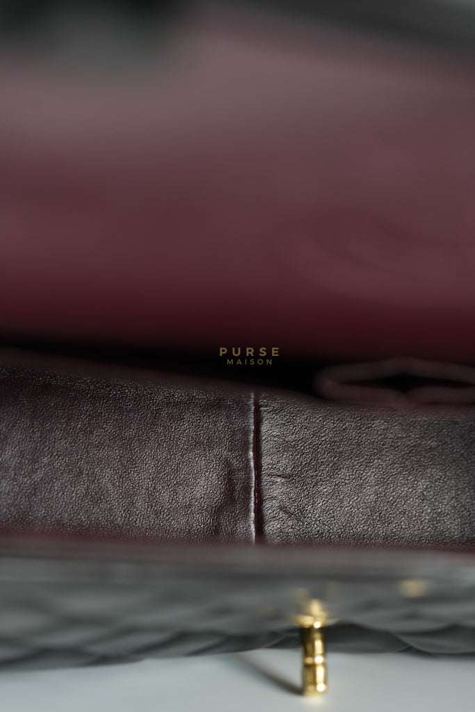 Classic Double Flap Maxi in Black Lambskin Leather and Gold Hardware Series 14 | Purse Maison Luxury Bags Shop