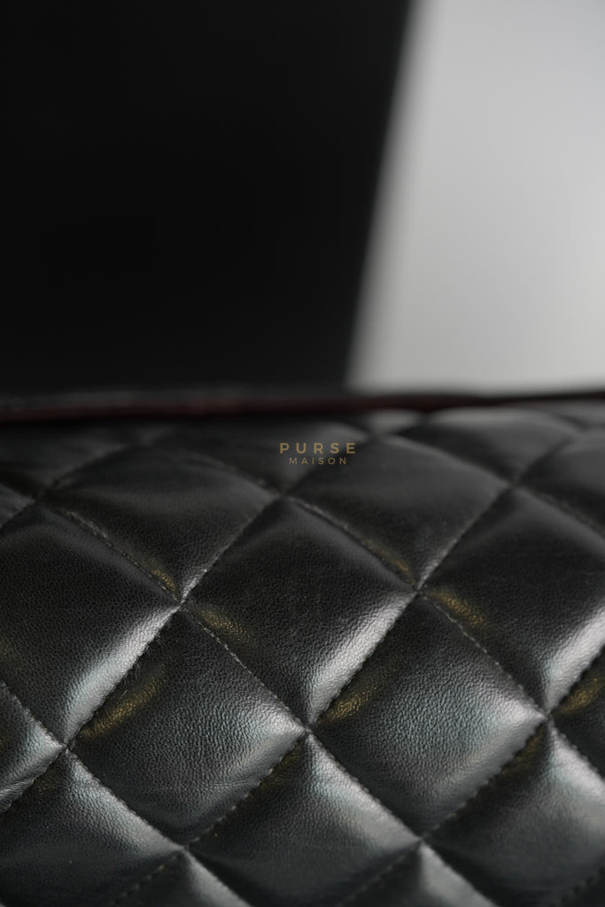Classic Double Flap Maxi in Black Lambskin Leather and Gold Hardware Series 14 | Purse Maison Luxury Bags Shop