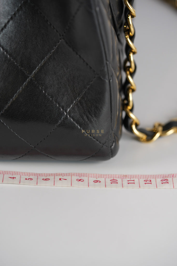 Classic Double Flap Maxi in Black Lambskin Leather and Gold Hardware Series 14 | Purse Maison Luxury Bags Shop