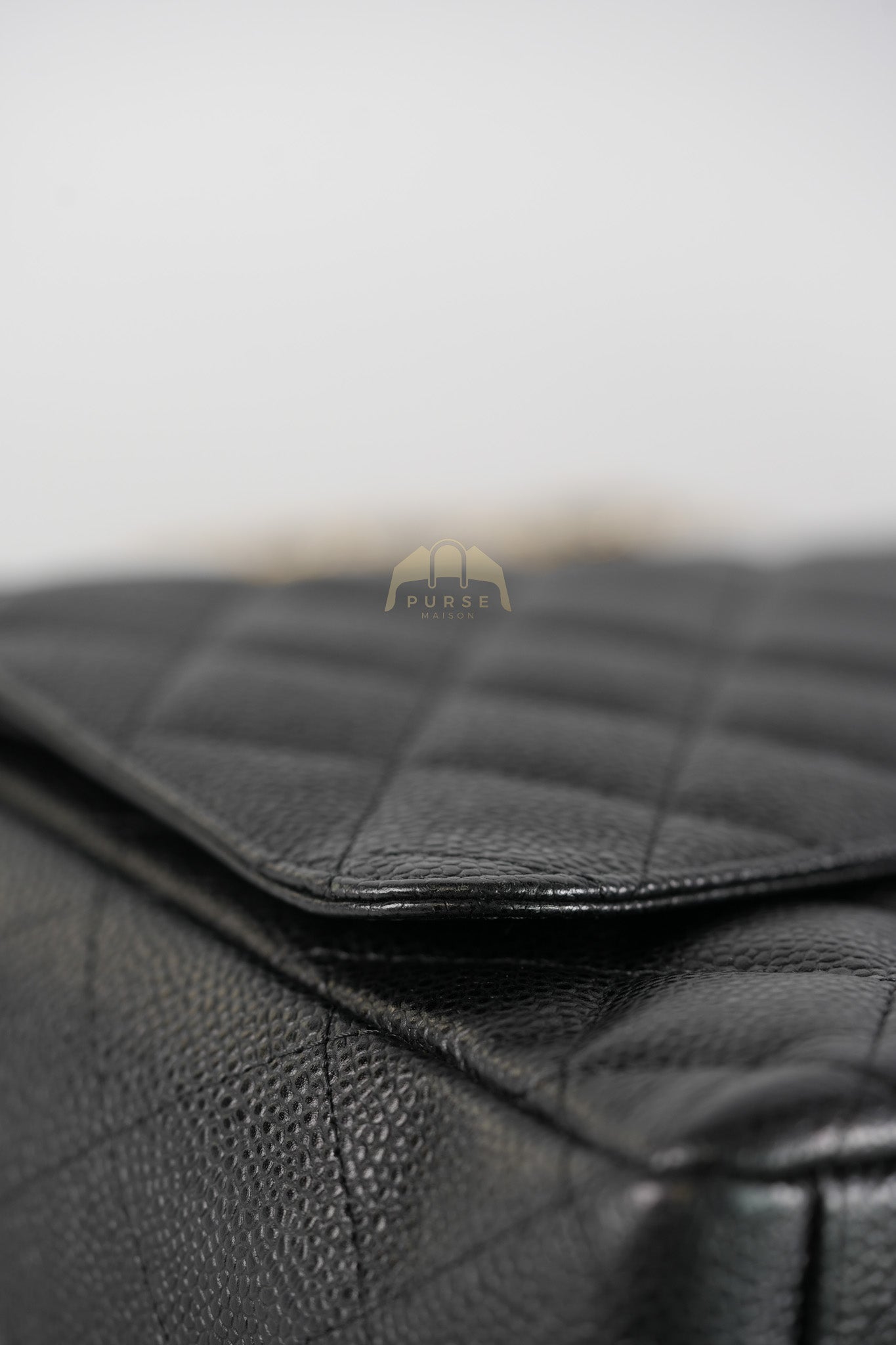 Classic Double Flap Maxi in Black Quilted Caviar Leather & Gold Hardware Series 15 | Purse Maison Luxury Bags Shop