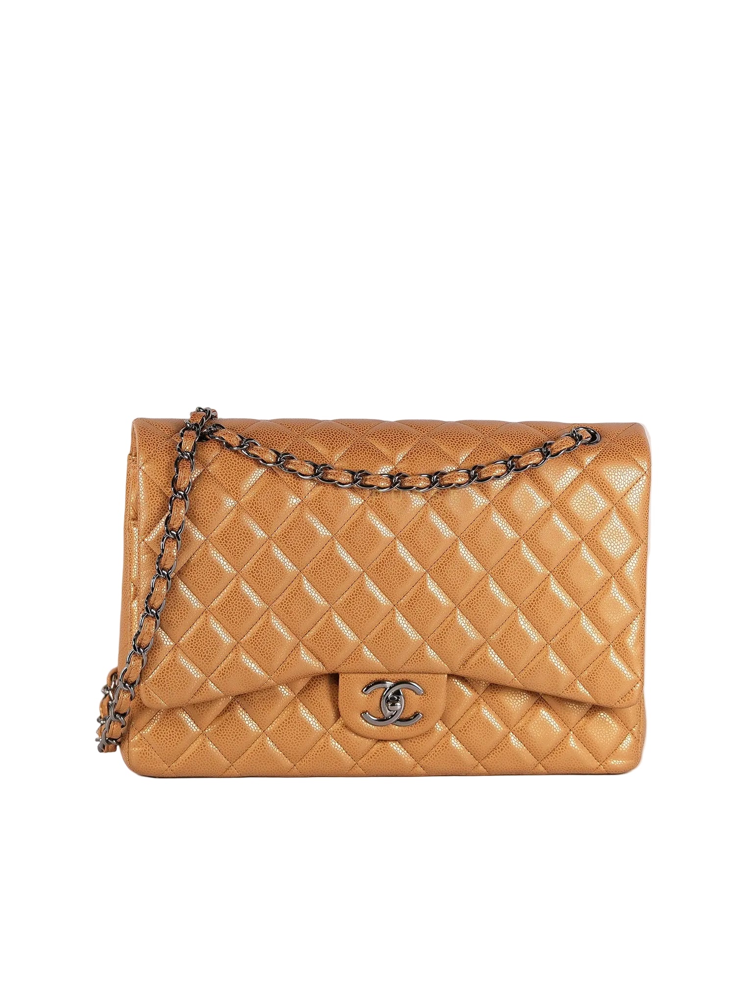 Classic Double Flap Maxi Metallic in Caviar Leather and Silver Hardware Series 14 | Purse Maison Luxury Bags Shop